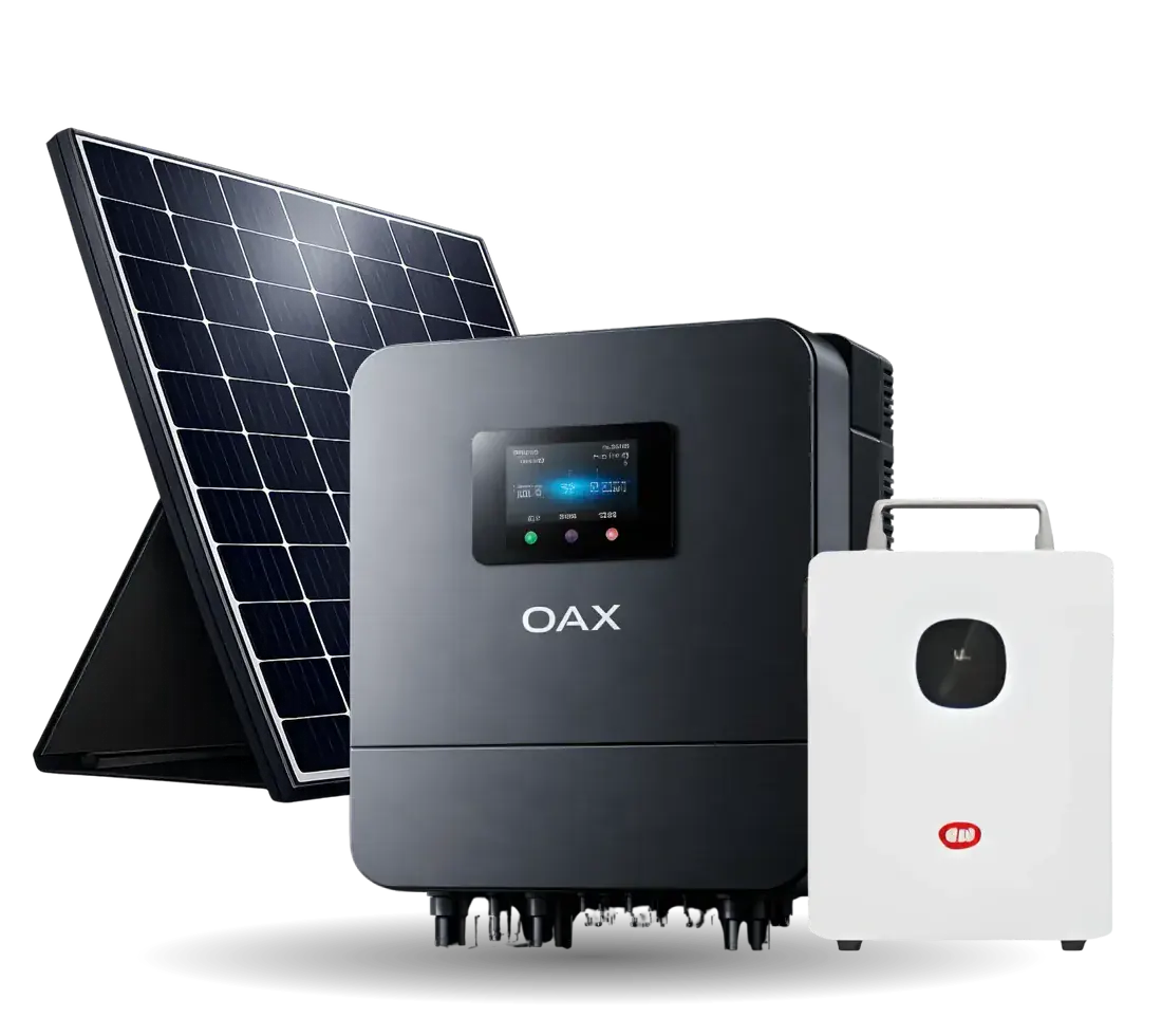 A hybrid solar inverter, a solar panel and a lithium battery
